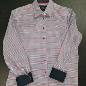 David Ash Collection Womens Dress Shirt XL Burton Long Sleeve Plaid VGC